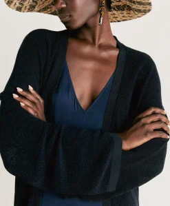 Best Cardigan Costa Mesa Pearl Lurex - Bleu Nuit Femmes Tricots