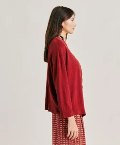 Clearance Cardigan En Lin Stretch Sandy - Bordeaux Femmes Tricots