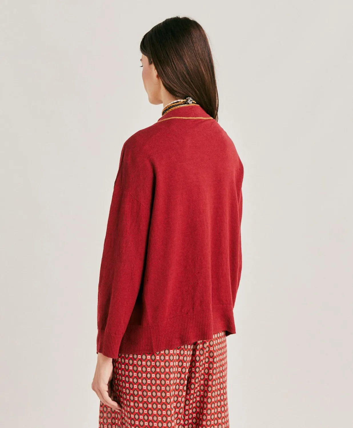 Clearance Cardigan En Lin Stretch Sandy - Bordeaux Femmes Tricots