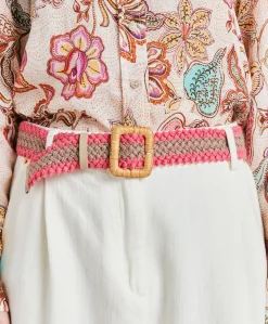 Outlet Ceinture Malika Avec Boucle En Raphia - Sable/Rose Femmes Ceintures