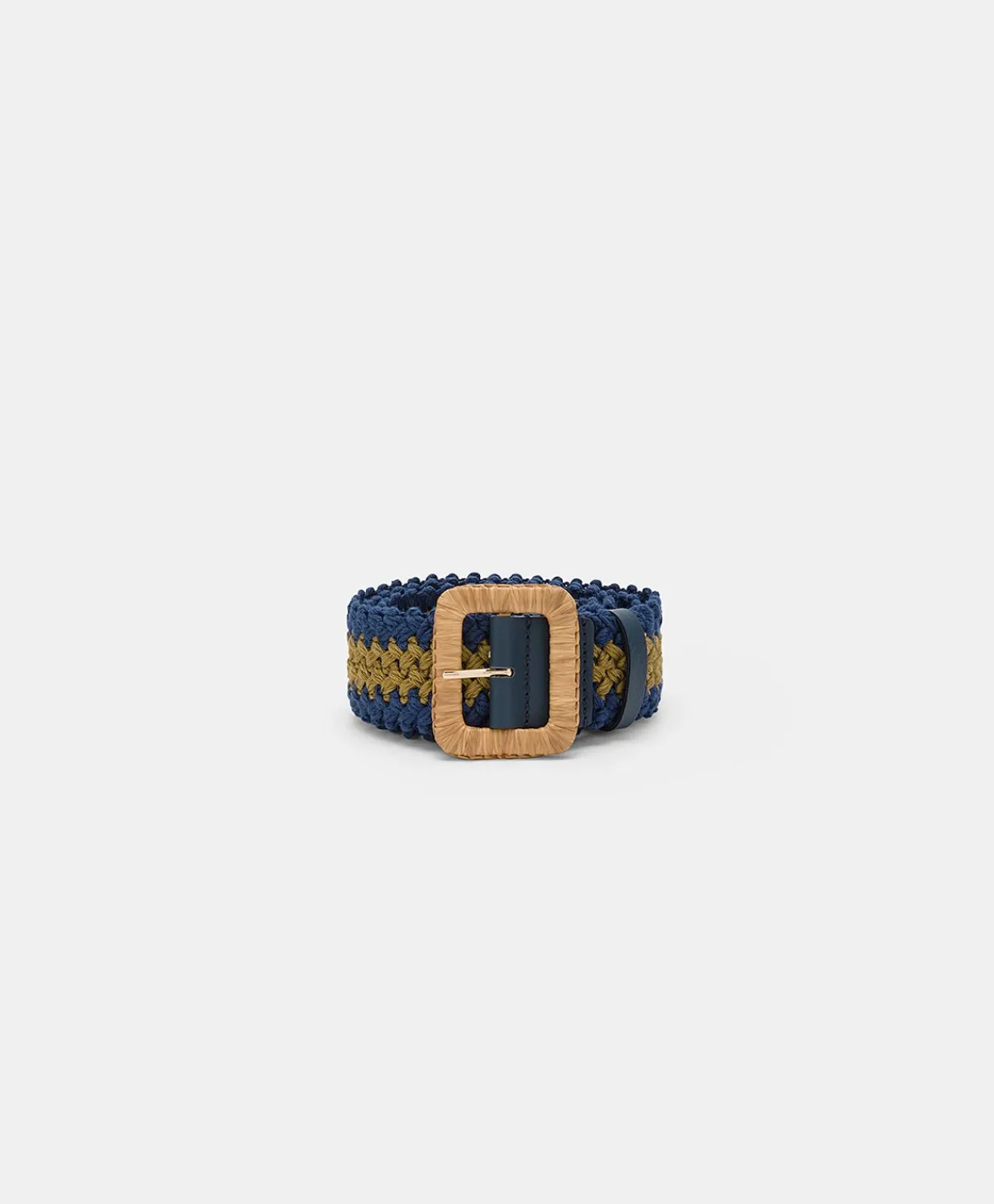 Outlet Ceinture Malika Avec Boucle En Raphia - Bleu/Olive Femmes Ceintures