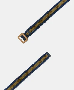 Outlet Ceinture Malika Avec Boucle En Raphia - Bleu/Olive Femmes Ceintures