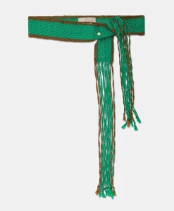Ceinture Millor Avec Franges - Emeraude/Cigare Femmes Ceintures