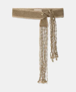 Clearance Ceinture Millor Avec Frange - Sable/Creme Femmes Ceintures