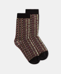 New Chaussettes Imprimees Paraiso - Noir Multicolore Femmes Chaussettes