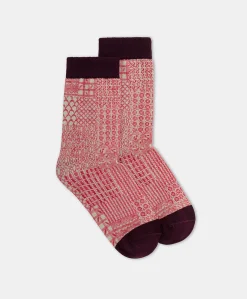 Chaussettes Imprimees Paraiso - Creme/Corail Femmes Chaussettes
