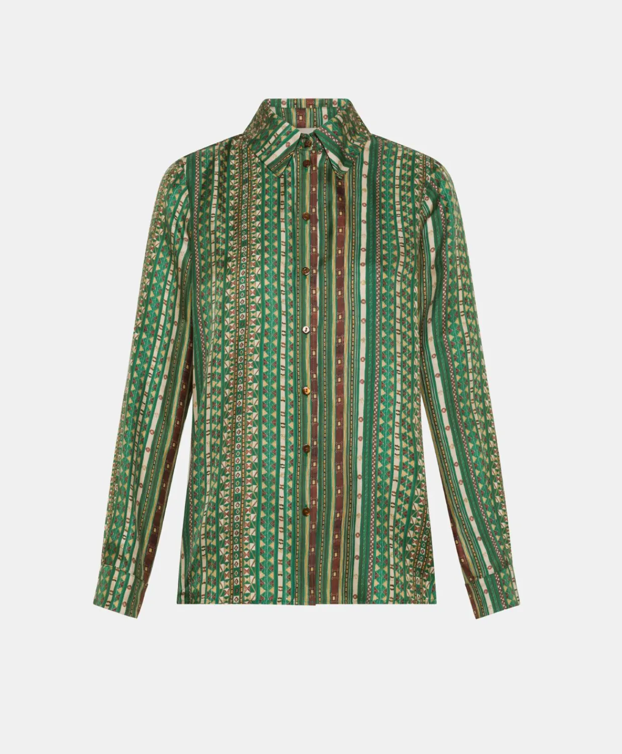 Discount Chemise Arles En Serge De Soie - Vert/Multicolore Femmes Chemisiers Et Chemises