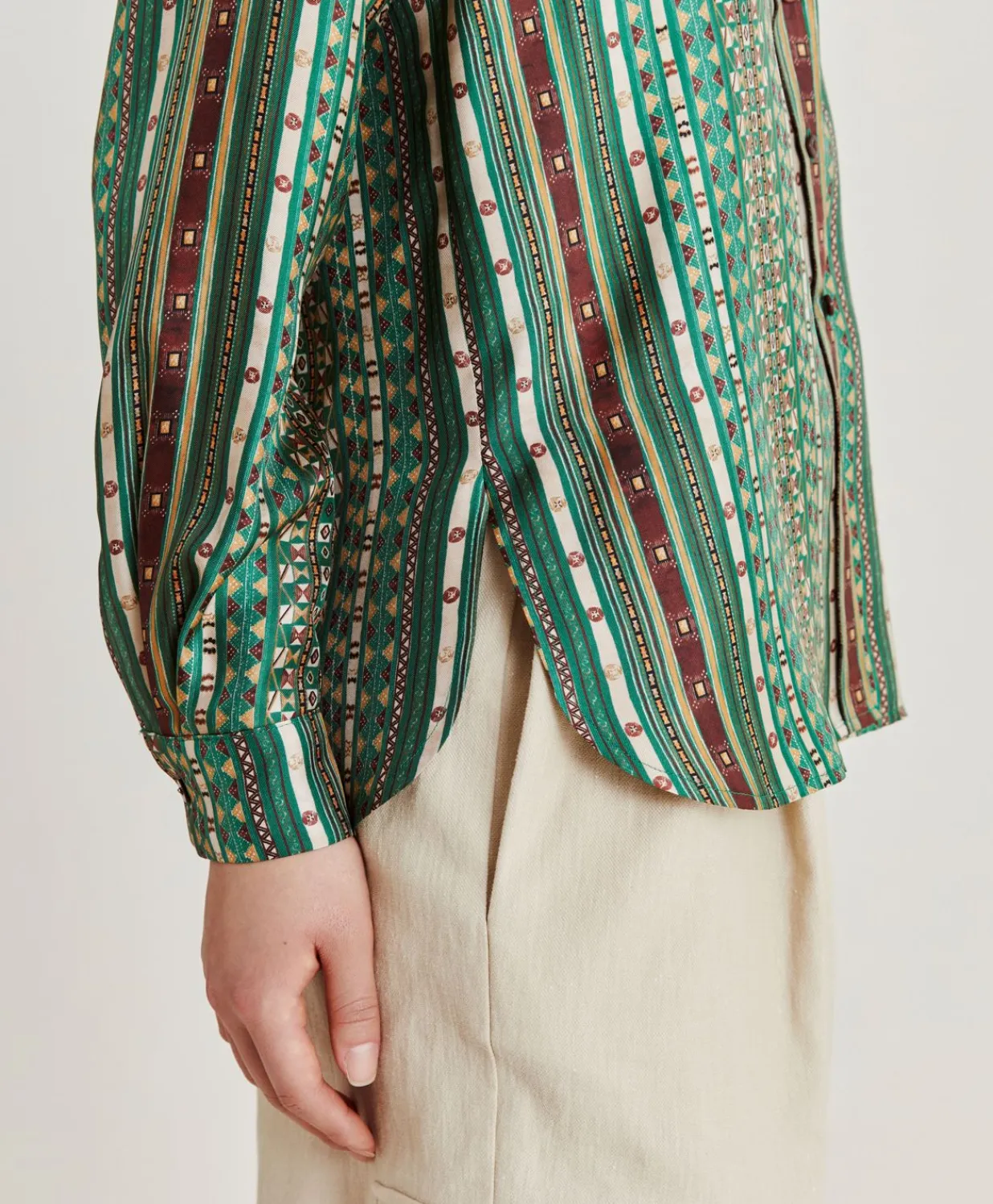 Discount Chemise Arles En Serge De Soie - Vert/Multicolore Femmes Chemisiers Et Chemises