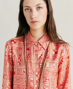 New Chemise Arles En Serge De Soie - Beige/Corail Femmes Costumes Et Costumes