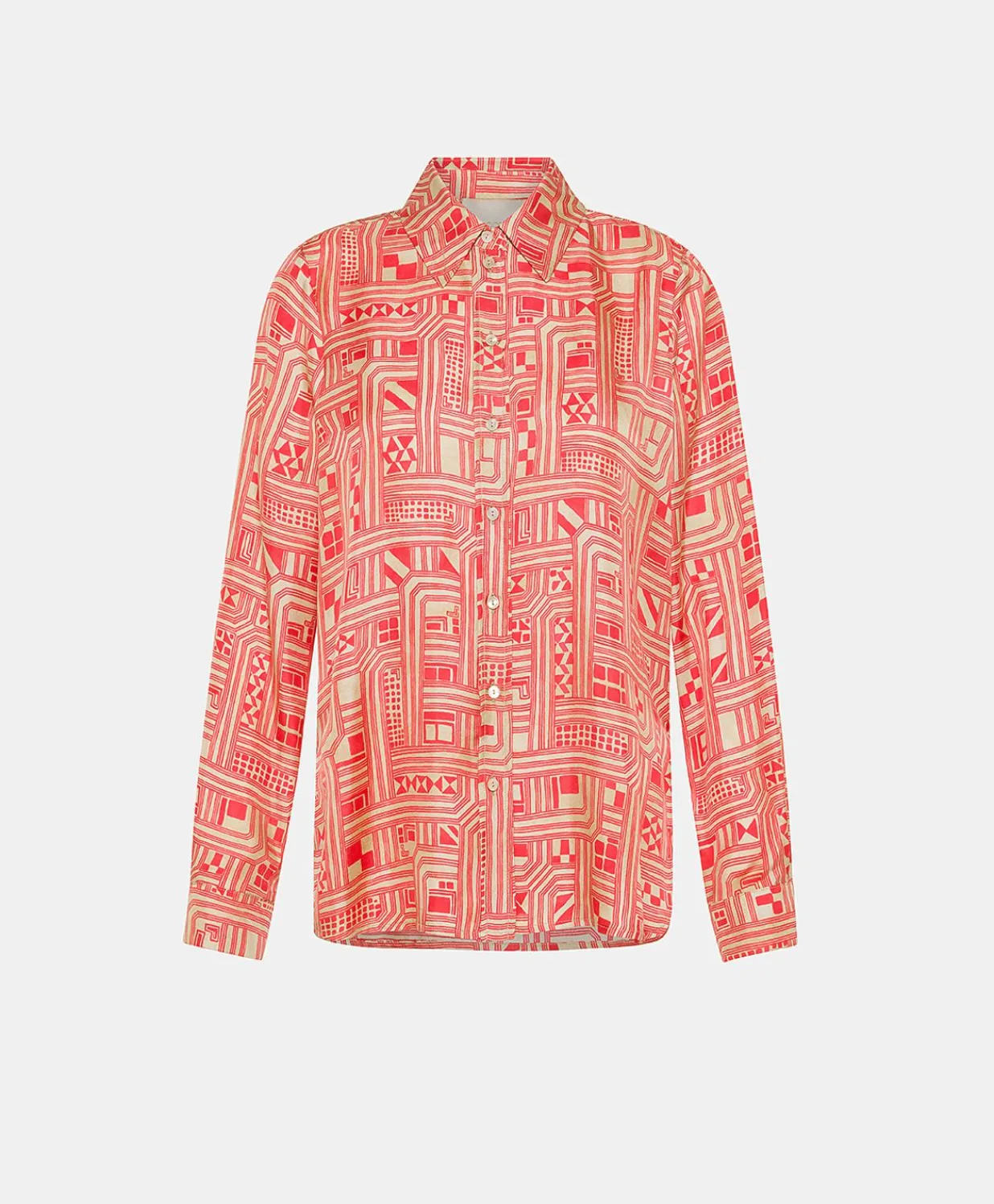 New Chemise Arles En Serge De Soie - Beige/Corail Femmes Costumes Et Costumes
