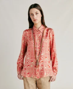 New Chemise Arles En Serge De Soie - Beige/Corail Femmes Costumes Et Costumes