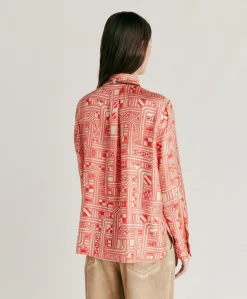 New Chemise Arles En Serge De Soie - Beige/Corail Femmes Costumes Et Costumes