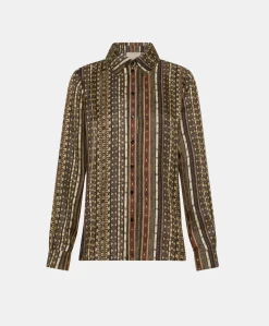 Discount Chemise Arles En Twill De Soie - Noir Multicolore Femmes Chemisiers Et Chemises