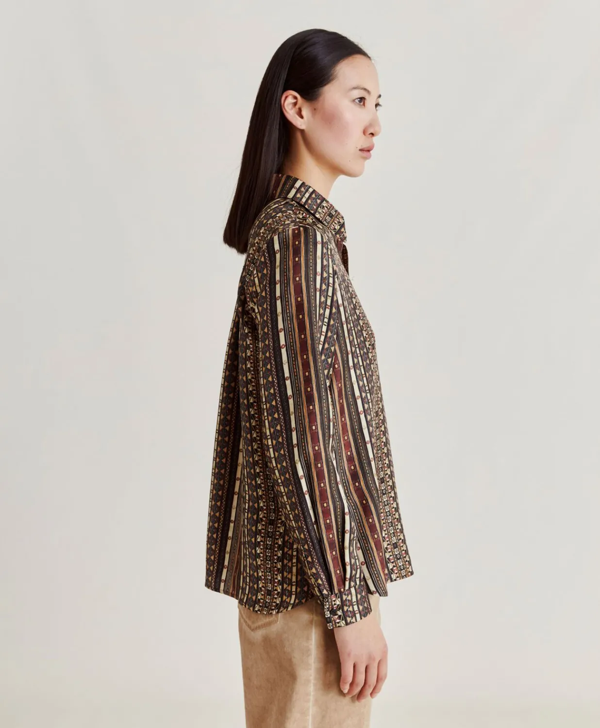 Discount Chemise Arles En Twill De Soie - Noir Multicolore Femmes Chemisiers Et Chemises