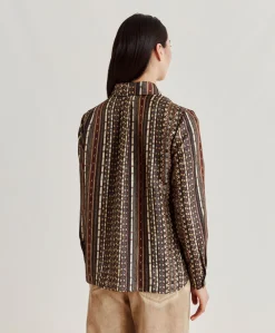 Discount Chemise Arles En Twill De Soie - Noir Multicolore Femmes Chemisiers Et Chemises