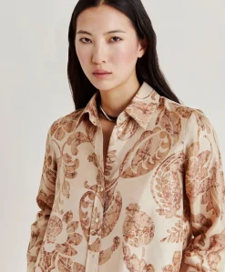 Online Chemise Arles En Twill De Soie - Poudre Multicolore Femmes Chemisiers Et Chemises