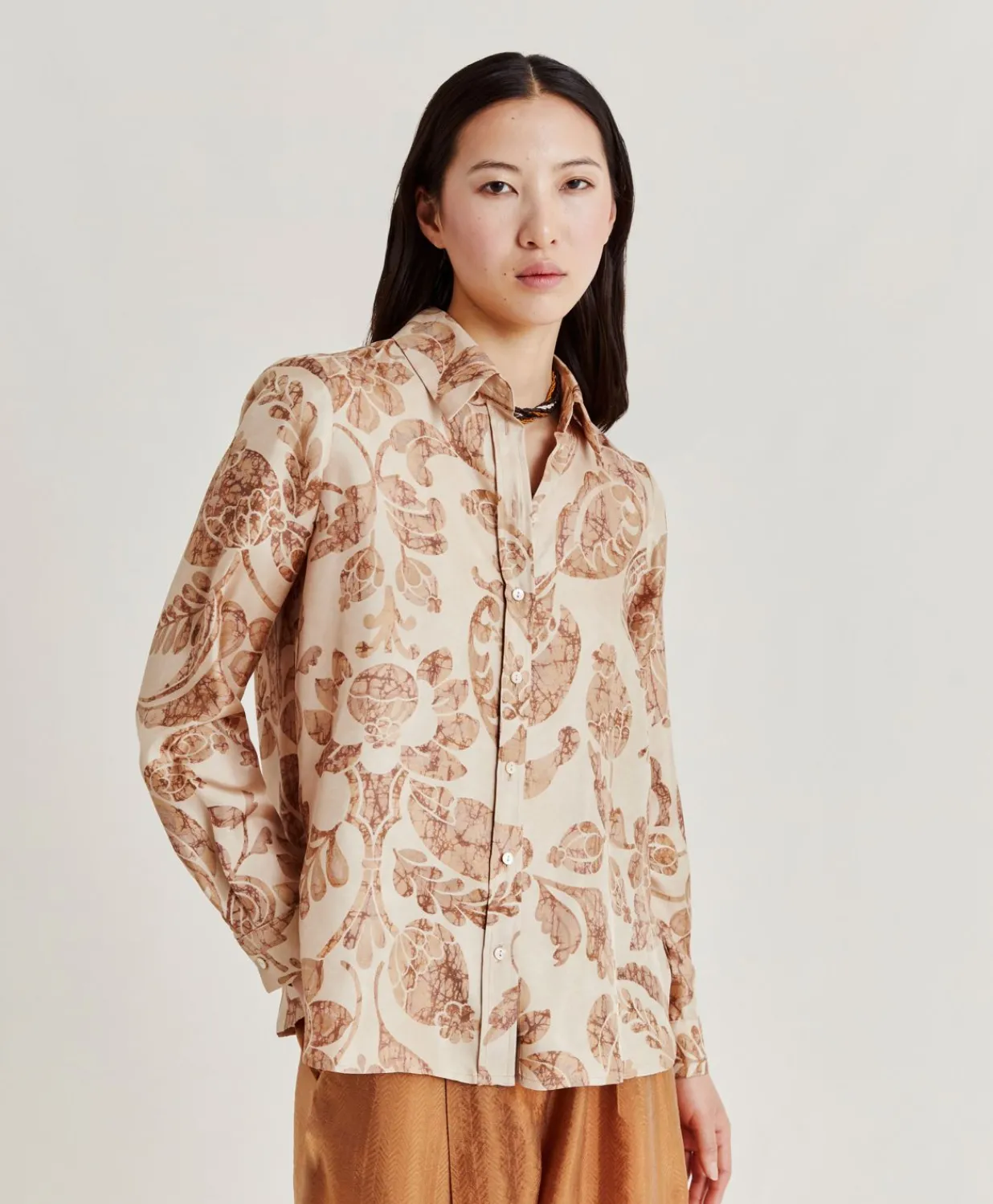 Online Chemise Arles En Twill De Soie - Poudre Multicolore Femmes Chemisiers Et Chemises