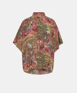 Sale Chemise Brooklyn Crepe De Chine - Olive Multicolore Femmes Chemisiers Et Chemises