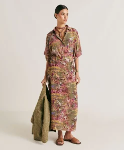 Sale Chemise Brooklyn Crepe De Chine - Olive Multicolore Femmes Chemisiers Et Chemises