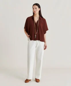 Sale Chemise Brooklyn En Acetate De Soie - Chocolat Femmes Chemisiers Et Chemises