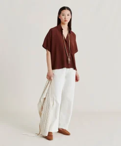 Sale Chemise Brooklyn En Acetate De Soie - Chocolat Femmes Chemisiers Et Chemises