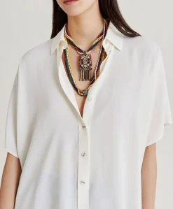Discount Chemise Brooklyn En Acetate De Soie - Creme Femmes Chemisiers Et Chemises