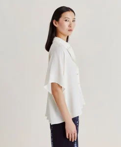 Discount Chemise Brooklyn En Acetate De Soie - Creme Femmes Chemisiers Et Chemises