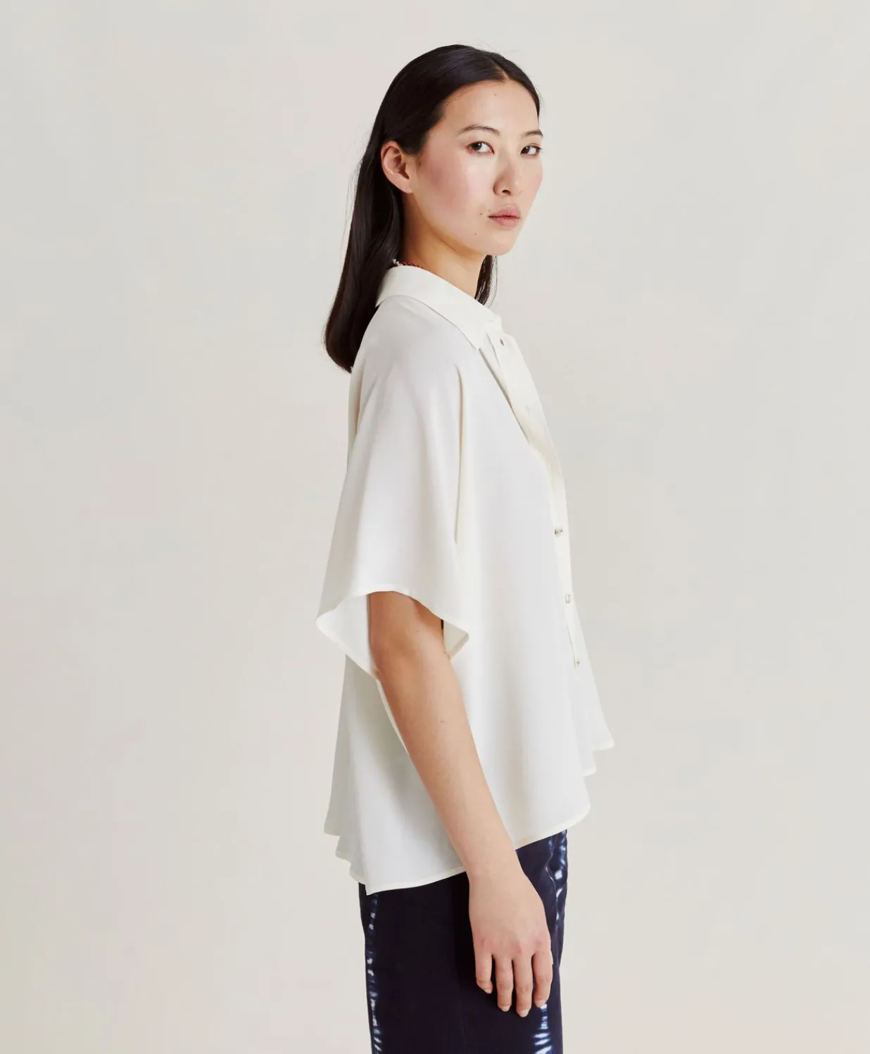 Discount Chemise Brooklyn En Acetate De Soie - Creme Femmes Chemisiers Et Chemises