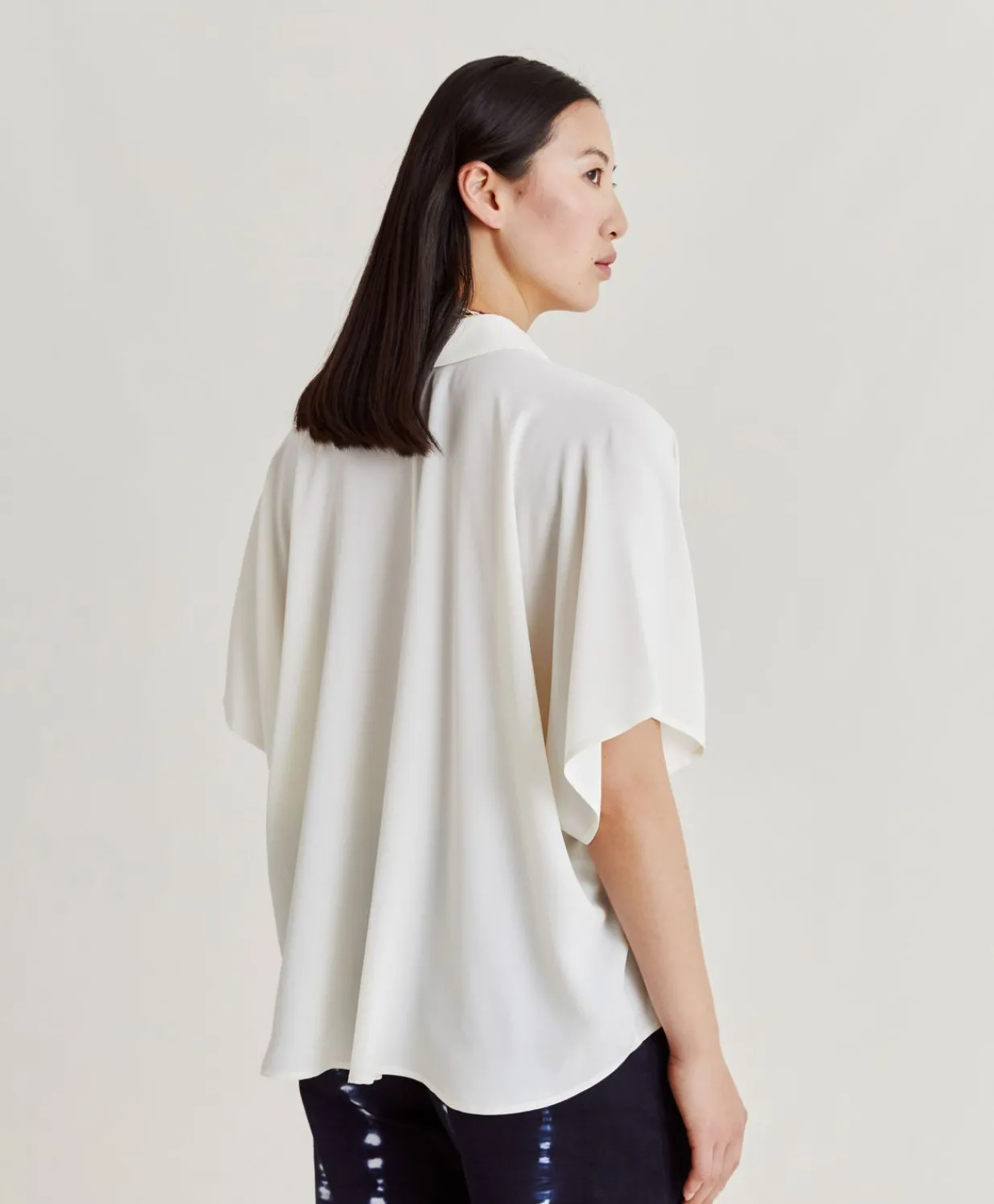 Discount Chemise Brooklyn En Acetate De Soie - Creme Femmes Chemisiers Et Chemises