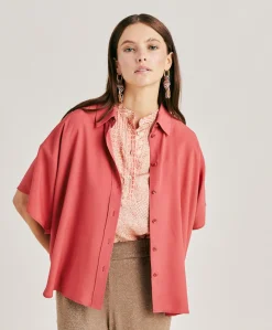 Sale Chemise Brooklyn En Acetate De Soie - Amarante Femmes Chemisiers Et Chemises