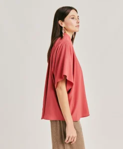 Sale Chemise Brooklyn En Acetate De Soie - Amarante Femmes Chemisiers Et Chemises
