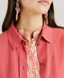 Sale Chemise Brooklyn En Acetate De Soie - Amarante Femmes Chemisiers Et Chemises