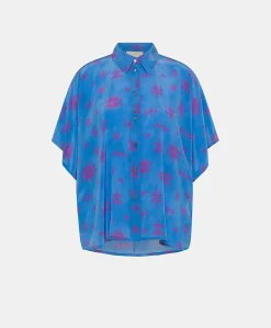 New Chemise Brooklyn En Crepe De Chine - Bluette/Fuchsia Femmes Costumes Et Costumes
