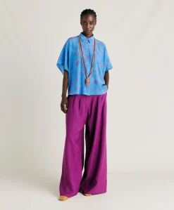 New Chemise Brooklyn En Crepe De Chine - Bluette/Fuchsia Femmes Costumes Et Costumes