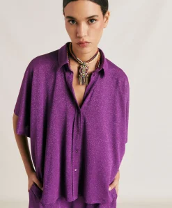 Chemise Brooklyn En Jersey Lurex - Cyclamen Femmes Chemisiers Et Chemises