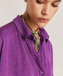 Chemise Brooklyn En Jersey Lurex - Cyclamen Femmes Chemisiers Et Chemises
