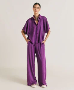 Chemise Brooklyn En Jersey Lurex - Cyclamen Femmes Chemisiers Et Chemises