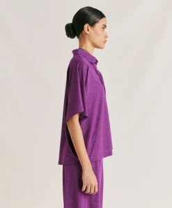 Chemise Brooklyn En Jersey Lurex - Cyclamen Femmes Chemisiers Et Chemises