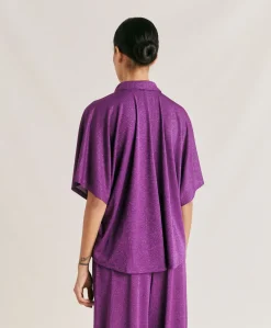 Chemise Brooklyn En Jersey Lurex - Cyclamen Femmes Chemisiers Et Chemises