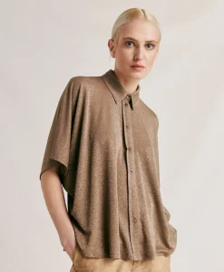 Chemise Brooklyn En Jersey Lurex - Boue Femmes Chemisiers Et Chemises