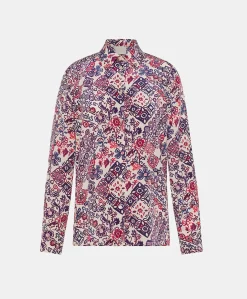 Sale Chemise Crepe De Chine - Creme/Violet Femmes Chemisiers Et Chemises