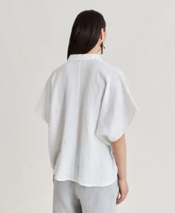 Hot Chemise En Lin Elafonissi - Blanc Optique Femmes Chemisiers Et Chemises