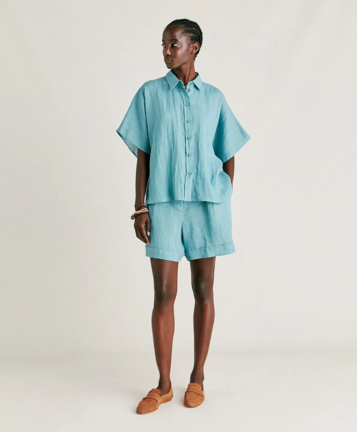 Discount Chemise En Lin Elafonissi - Ceruleen Femmes Chemisiers Et Chemises