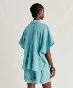 Discount Chemise En Lin Elafonissi - Ceruleen Femmes Chemisiers Et Chemises