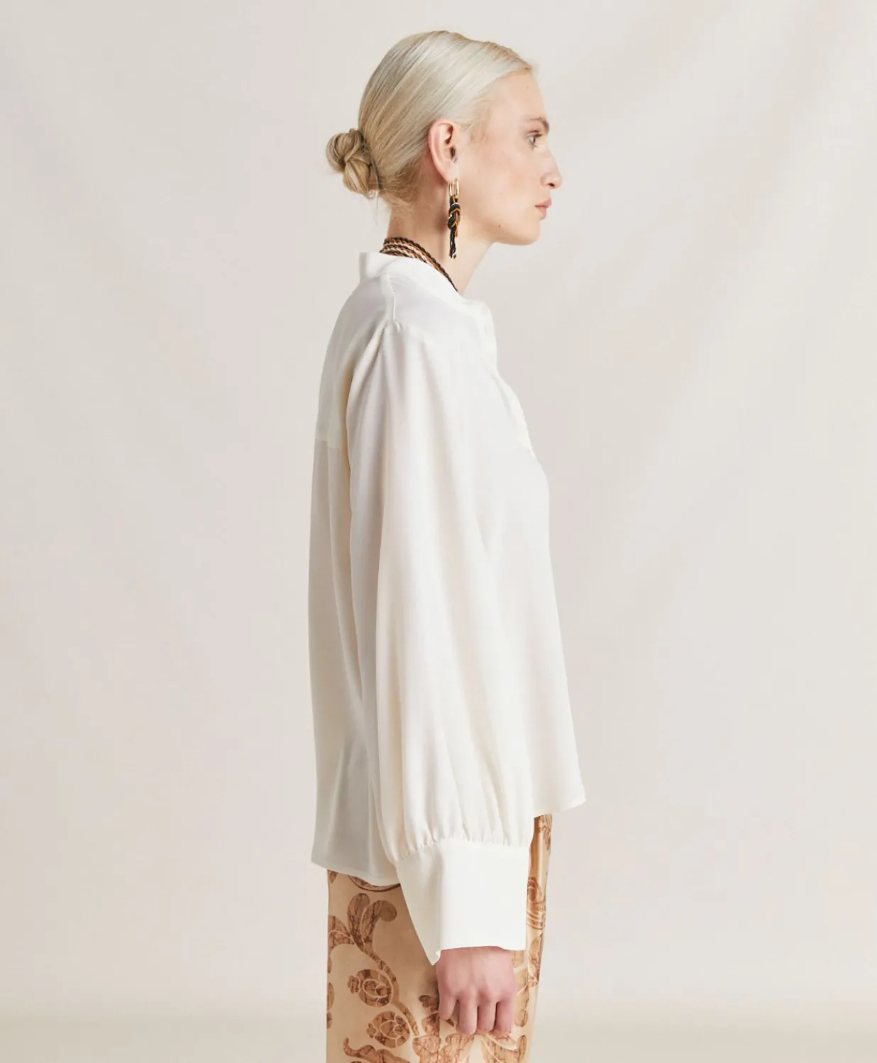 Chemise En Soie Et Acetate Franklin - Creme Femmes Costumes Et Costumes