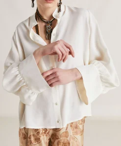 Chemise En Soie Et Acetate Franklin - Creme Femmes Costumes Et Costumes