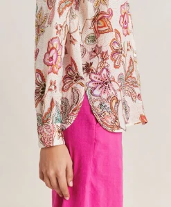 Sale Chemise Extreme En Lin Viscose - Rose Multicolore Femmes Chemisiers Et Chemises