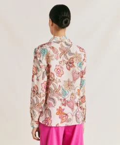 Sale Chemise Extreme En Lin Viscose - Rose Multicolore Femmes Chemisiers Et Chemises