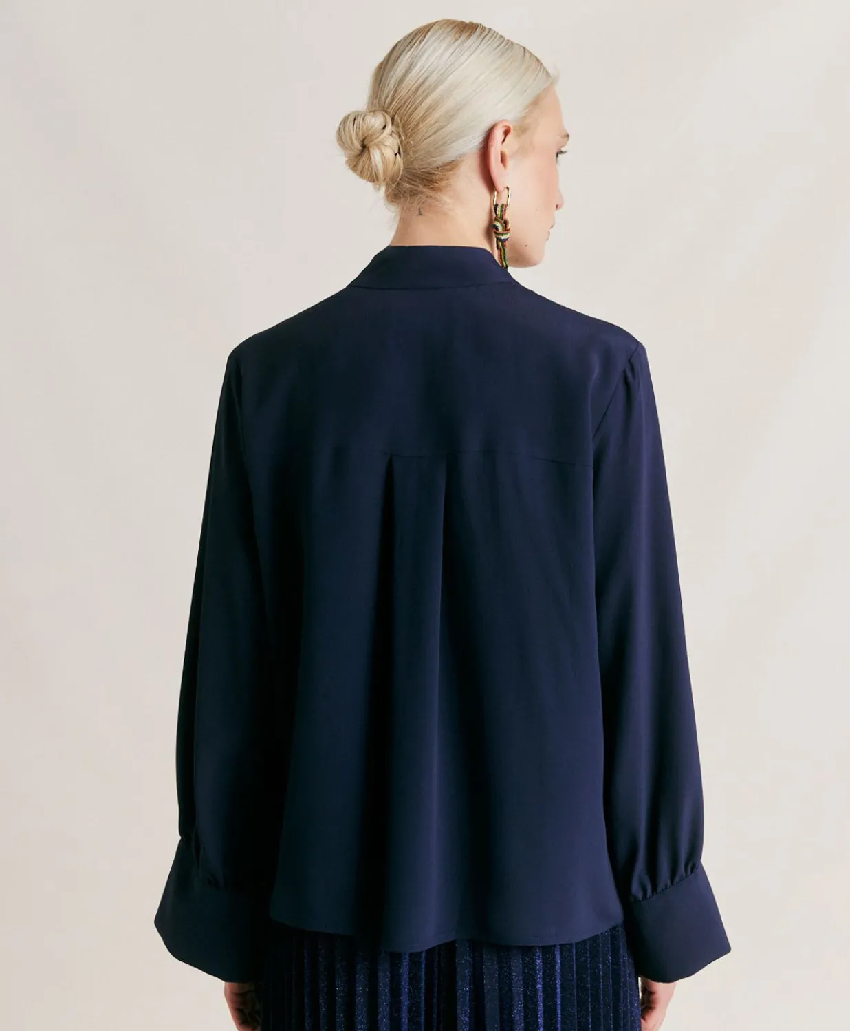 Best Chemise Franklin En Acetate De Soie - Bleu Nuit Femmes Chemisiers Et Chemises