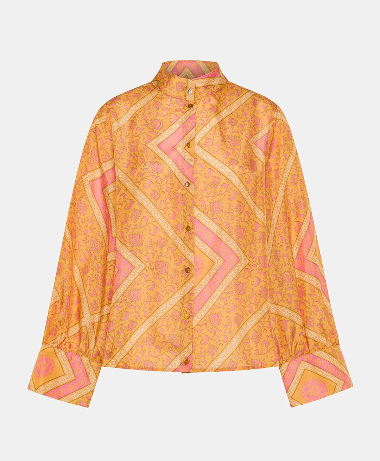 Outlet Chemise Franklin En Haboutai De Soie - Orange/Fuchsia Femmes Chemisiers Et Chemises